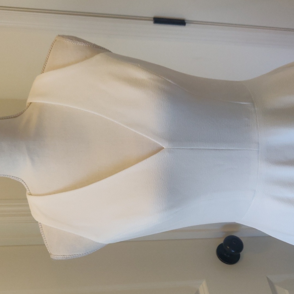 Dress The Population Catalina Fit & Flare V-Neck Sleeveless Crepe Dress White S - Picture 5 of 16